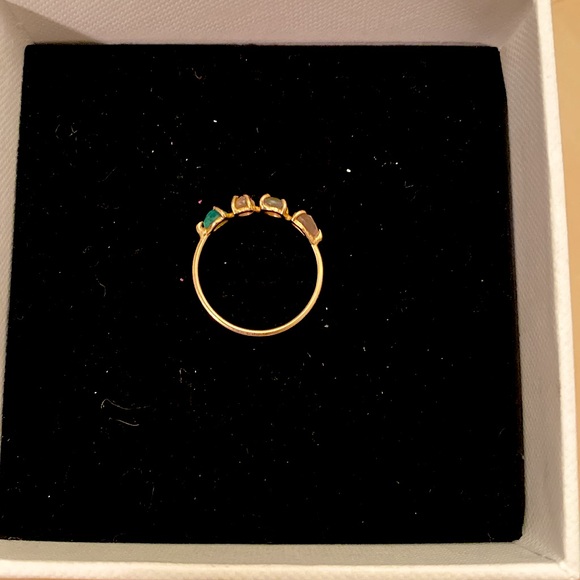 18k solid gold dainty mixed-stone ring - Picture 4 of 8